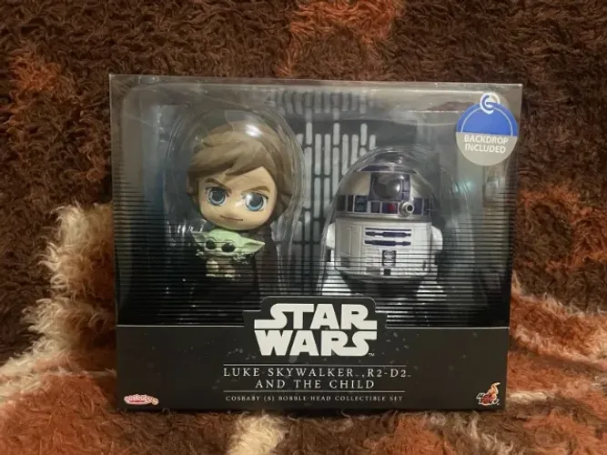 star wars cosbaby - luke skywalker, r2-d2 & the child (grogu)