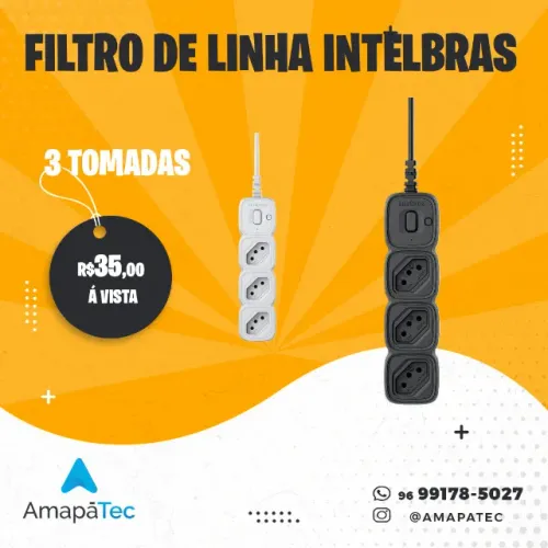 Filtro de linha Intelbras com 3 Tomadas