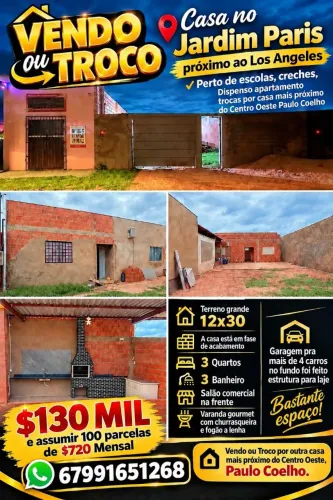 Vendo ou troco casa em fase de acabamento