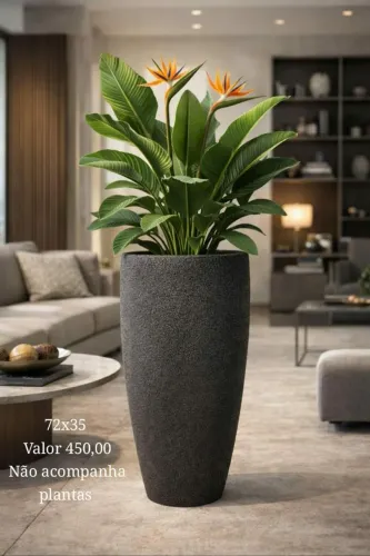 Vaso grande, testurizado para plantas artificiais e mudas naturais