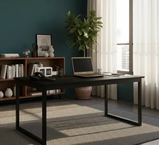 Mesa Escritório Mb Industrial 150x60cm Madeira E Metal