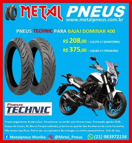 Pneu Moto Technic Dominar 400 Twister 300 - Novos Com Garantia