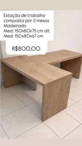 Mesa L para escritório 150x80x75/67 cm alt