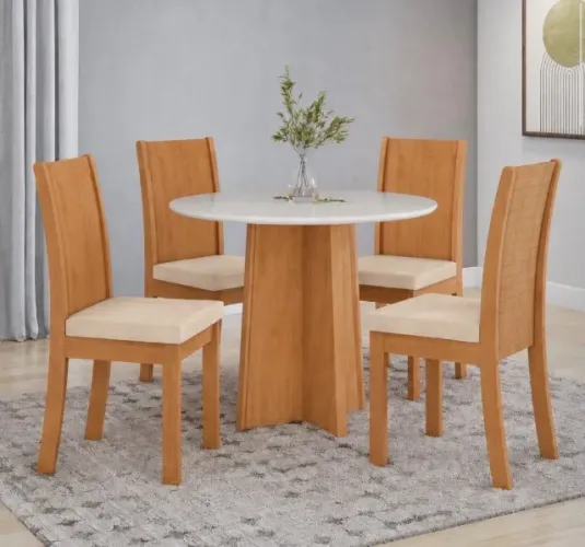 Conjunto de Jantar Aurora Redondo 4 Lugares
