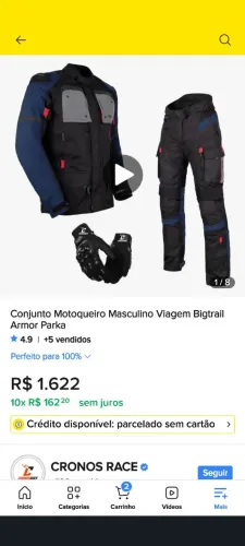Vendo Conjunto Texx Impermeável Armor Parka para Motociclista.