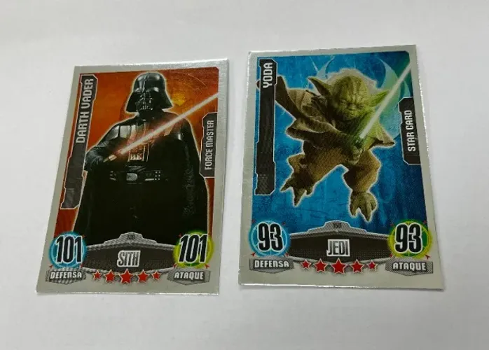 Cards Star Wars Guerra nas Estrelas sith Darth Vader e jedi Mestre Yoda