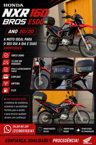 HONDA NXR 160 BROS ESDD 2020/2020 - ÚNICO DONO 