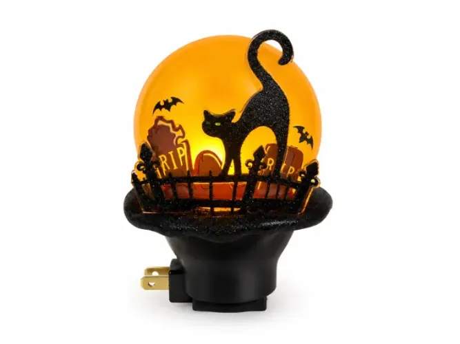 Luminária De Tomada Halloween Vintage Gato Preto Importado