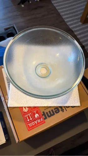 Cuba Pia de Apoio Sobrepor Vidro Redonda 29cm Banheiro Lavabo Beltempo BT4030