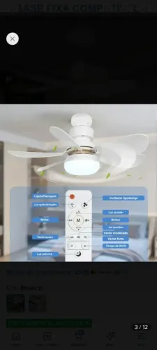 Ventilador de Teto com Luz de Led e Controle Remoto 