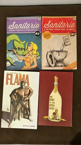 Lote 4 HQs: Sanitário, As Aventuras do Flama e Uma História em Cada Garrafa