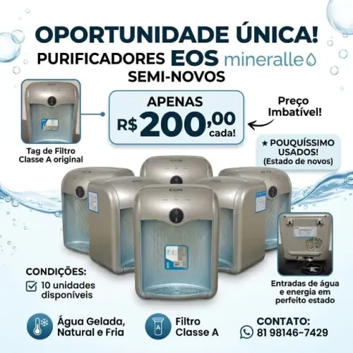 ? Oportunidade Única - Purificadores EOS Mineralle Semi-Novos!