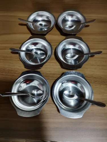 KIT NOVO DE TIGELAS COM COLHERES PARA SOBREMESA EM INOX 