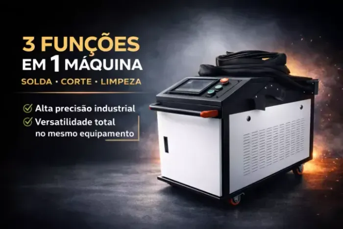 Máquina Laser 3 em 1 1500W Solda Corte e Limpeza Alta Precisão 220V Mono Nagano