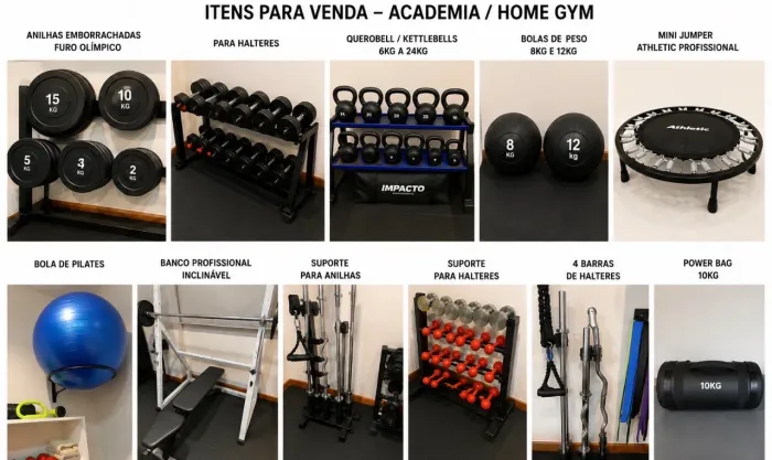 ACADEMIA RESIDENCIAL COMPLETA - ANILHAS EMAR + HALTERES + KETTLEBELLS