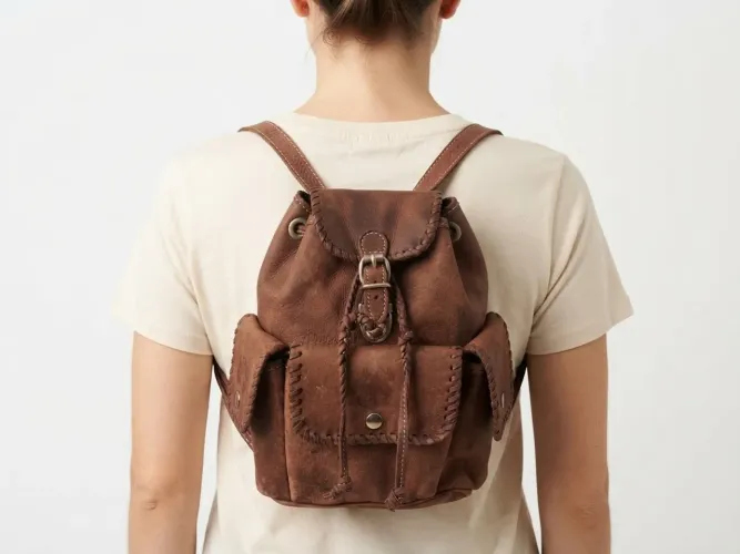 Bolsa de couro marrom feminina