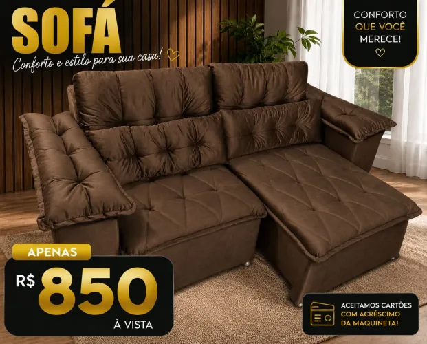 Sofá retrátil duplo corte novo direto de fábrica.