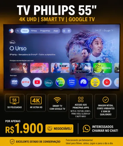 TV Philips 50? 4K Ultra HD Google TV + Ambilight - Excelente estado