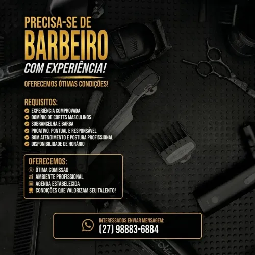 ESTAMOS CONTRATANDO BARBEIROS, INTERESSADOS CHAMAR NO PV OU NO ZAP!!!