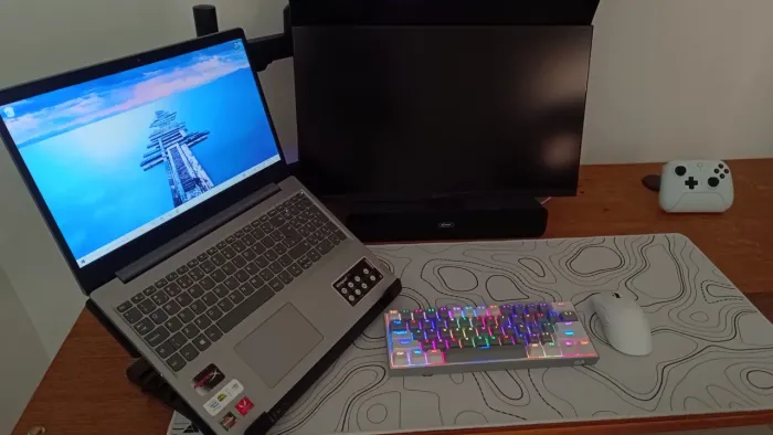 Notebook Lenovo Ryzen 5 + Monitor 24" Mancer + Suporte com Cooler