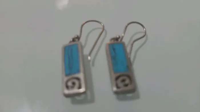 brincos de prata 925 turquesa vintage