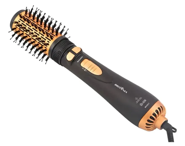 Escova Modeladora Rotativa Britânia Ber20pd 3 Temperaturas Cor Preto e Dourado