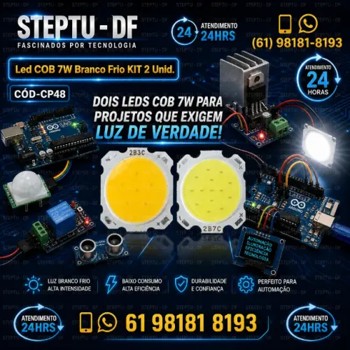 Led COB 7W Branco Frio KIT 2 Unid - Arduino Automação Robotica COD-CP48