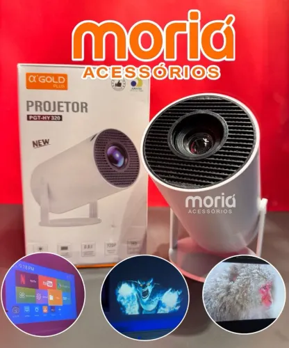 Projetor Portátil 4K FullHD 5G Wi-Fi Bluetooth Android 11, 8000 Lumens Modelo HY320