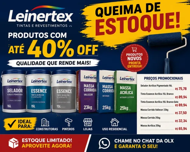 Liquidação de Tintas e Massas Acrílicas - Produtos Novos com Até 40% OFF