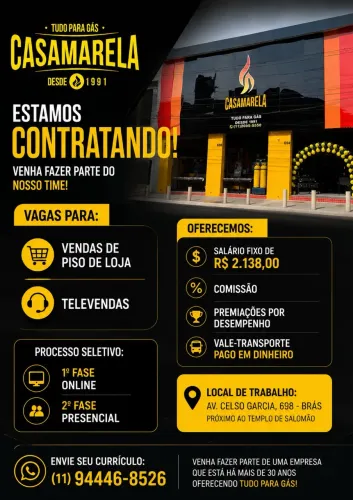 Vendedor(a) de Piso de Loja e Televendas - Brás