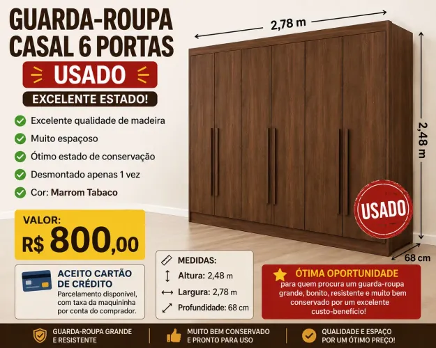 Vede-se guarda roupa de casal usado