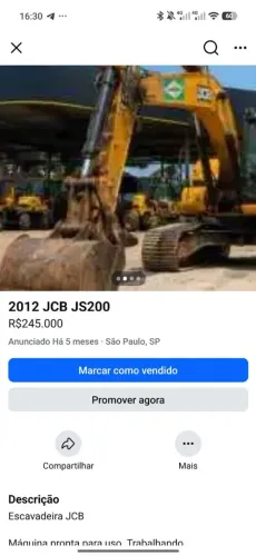 Vendo escavadeira jcB 