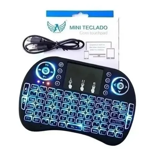 Mini Teclado Mouse Led Rgb Touch Usb Keyboard - R$ 49,99