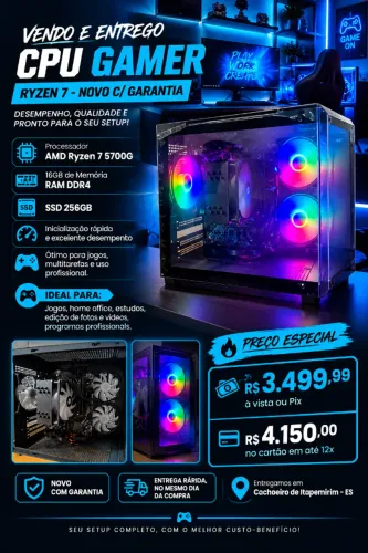 VENDO E ENTREGO CPU Gamer Ryzen 7 - NOVO C/ GARANTIA ? Processador AMD Ryzen 7 5700G ? 16