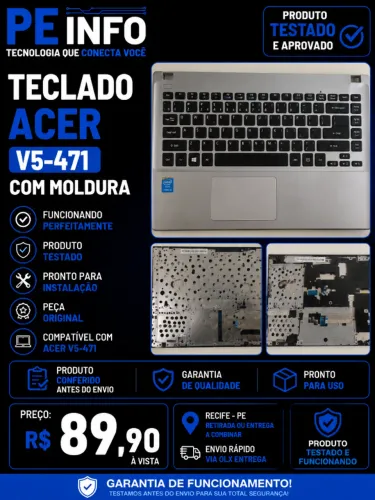 Teclado Acer V5-471 Com Moldura Original Funcionando