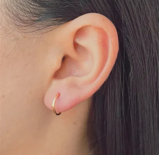 Argola Sextavada 10mm ouro 18k