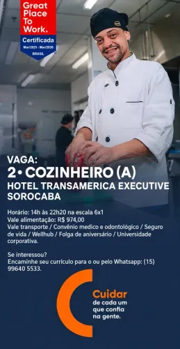 Vaga Cozinheiro - Hotel Transamerica Executive Sorocaba