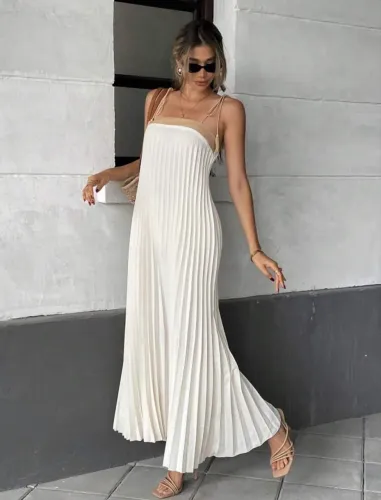 Vestido Shein Plissado Branco 