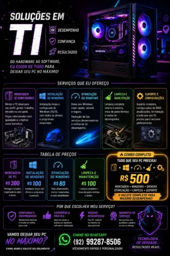 Montagem de pc gamer e periféricos.