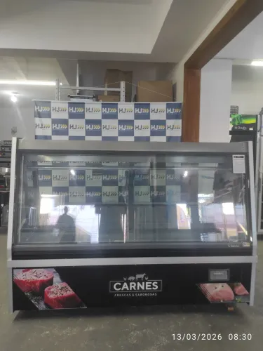 Bh Balcão expositor de açougue 2M Gelopar com vidro aquecido e depósito