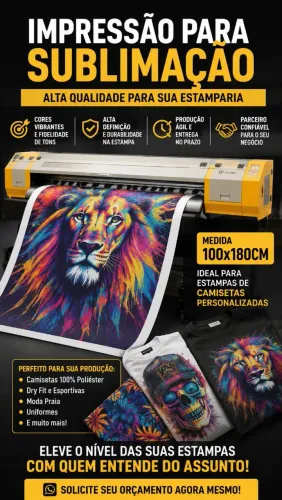 20 metros IMPRESSÃO PARA SUBLIMAÇÃO TOTAL - 100x180 cm