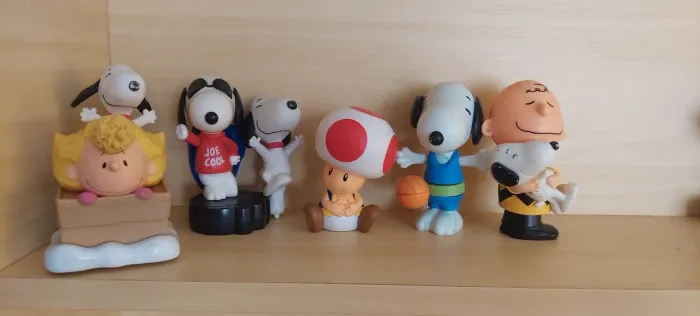 Lote Coleção Premium Peanuts Snoopy Mario Toad - 6 Bonecos Raros