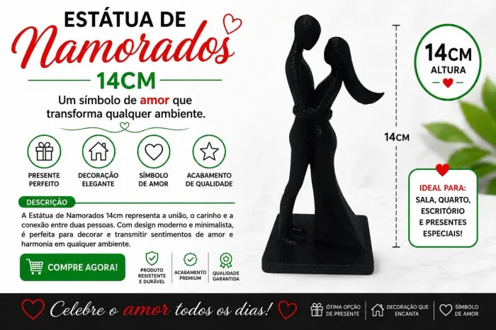 Casal Romântico 3D 14 cm
