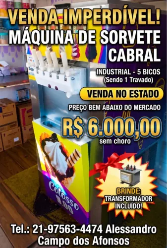 Máquina industrial de sorvete em casquinha