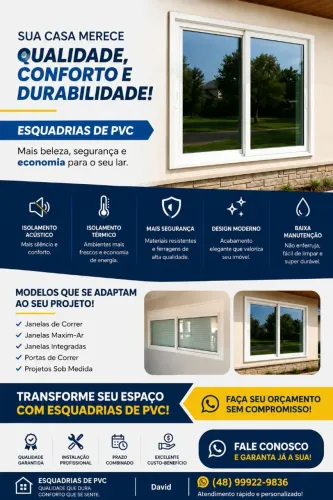 Janelas e Portas de PVC sobre medida ou prontas