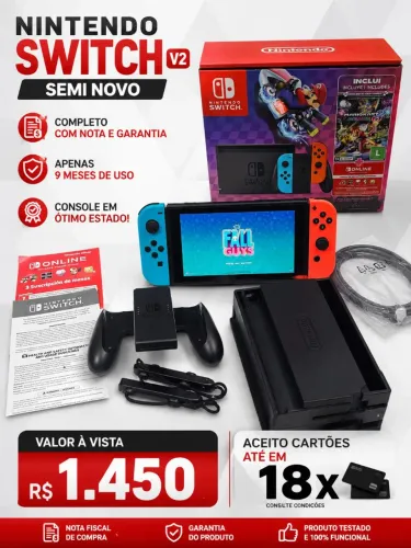 Nintendo Switch V2 Semi Novo Na Garantia