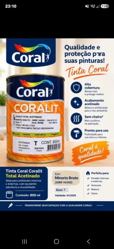 Tinta Coralit Total Acetinado Coral 800ml - COR: MINÉRIO BRUTO - lacrada