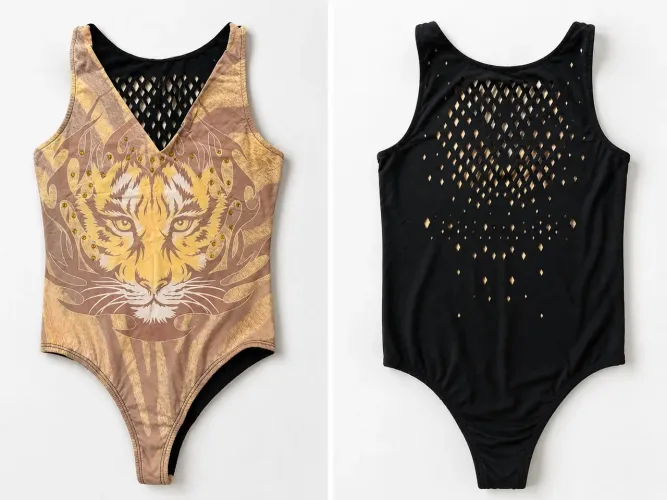 Body Feminino Tigre com Strass e Costas Vazadas Tam. M