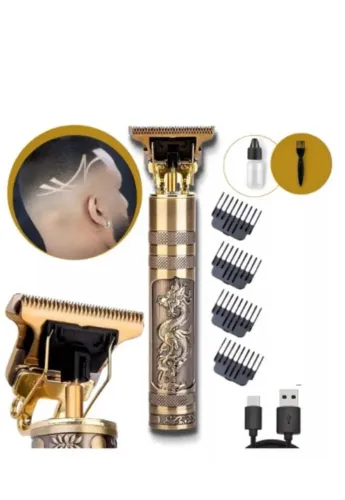 Máquina de Cortar Cabelo Profissional Sem Fio - Barbeiro Recarregável com Design Dragão