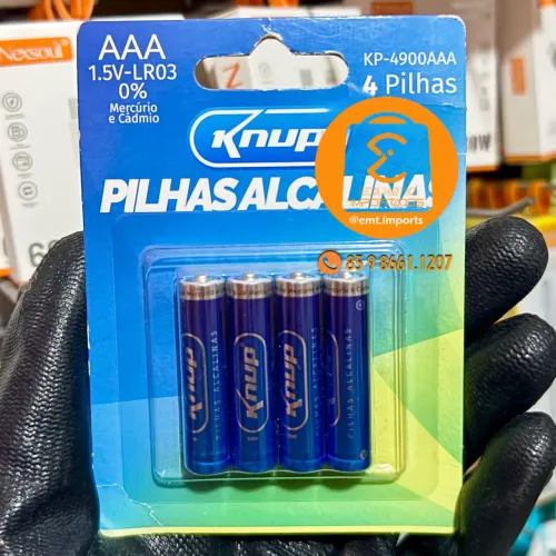 4 Pilhas Alcalinas AAA (Palito) Knup alta duração